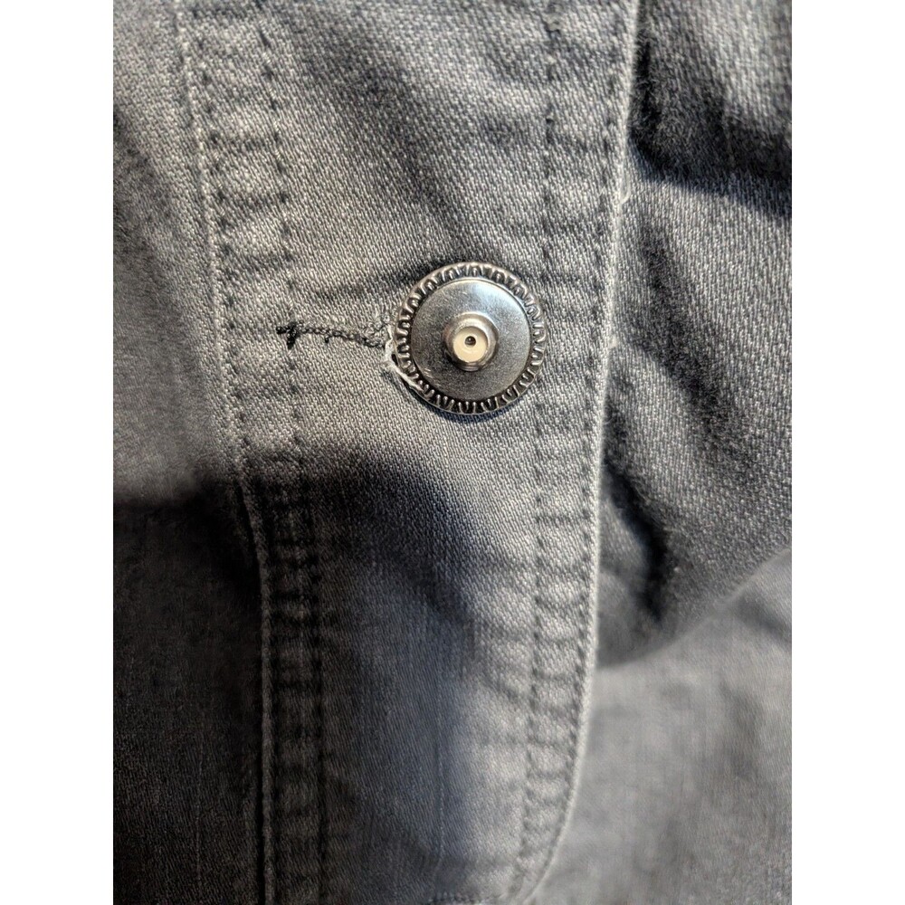 CJ Banks Women's Gray Studded Button Collared Vest Jacket Pockets 2X - Picture 3 of 7